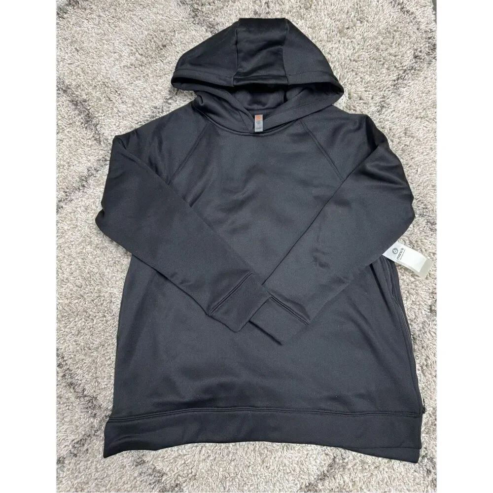 Mono B Women’s Black Scuba Side Zipper Long Sleeve Fleece Hoodie Size Small NEW